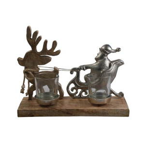 Most Popular Product Aluminum Christmas <b>Tree</b> Deer T-light Silver Finished and Wooden <b>Tree</b> on Wooden Base Indian Suppliers - Product Image 3