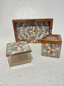 Arabic Ramadan <b>Gift</b> Wood Mother of Pearl Inlay Mubkhar Bakhoor Burner Tray Box Set Oud Burner Dubai <b>Muslim</b> Censer Bone Inlay - Product Image 3