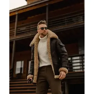 Mens Shearling B3 Flying Bomber Sheepskin Leather Coat - Product Image 1