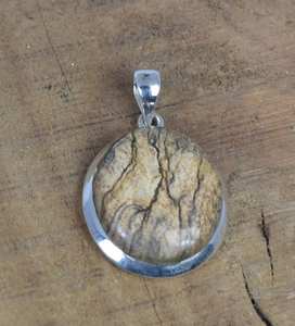 Pendentif en jaspe pictural fait à la main, argent sterling 925, pierre précieuse ronde, bijoux en pierre naturelle, cadeau pour femmes - Product Image 6