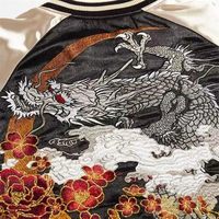 Broderie Baseball Bomber varsity Jacket Satin Phoenix Dragon Patchwork Heavy Industry Style Fermetures À Glissière High Street Pilot Jacket