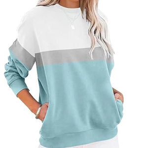 Sudadera de Manga Larga con Bloques de Color y Cuello Redondo Personalizable con Logotipo para Mujer, de Alta Calidad - Product Image 1