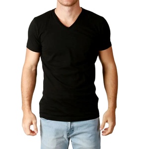 Últimos diseños Camisetas casuales de alta calidad para hombres Camiseta de algodón 100% en blanco de manga corta con cuello en V para hombres - Product Image 6