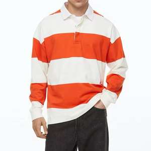 Camiseta de Rugby de Manga Larga para Hombre, Lisa o a Rayas, de Algodón y Elastano, con Logotipo Bordado Personalizado - Product Image 2