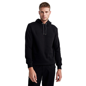 Sudadera con Capucha Personalizada con Estampado Sólido, 100% Algodón Negro para Hombre, Sudadera de Invierno con Forro Polar, Diseño con Bolsillos, Secado Rápido - Product Image 4