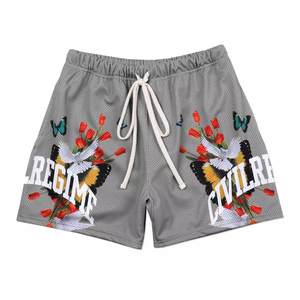 Pantalones cortos de malla para hombre con cordón de diseño personalizado con estampado de llama en sublimación, hechos de poliéster duradero - Product Image 1