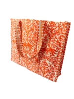 Sac fourre-tout à bandoulière matelassé en coton 100% imprimé à la main avec des motifs floraux rouges pour femmes, accessoires de mode
