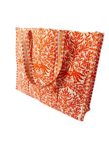 Sac fourre-tout à bandoulière matelassé en coton 100% imprimé à la main avec des motifs floraux rouges pour femmes, accessoires de mode - Product Image 2