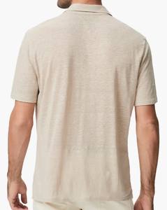 Chemises polo pour hommes en vente d'usine, nouveau design, haute qualité, couleur unie, chemise en lin unie, chemise décontractée, logo personnalisé, manches polo - Product Image 4