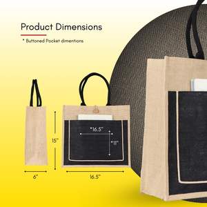 กระเป๋าปอกระเจาทรงสี่เหลี่ยมผืนผ้า2สีขนาดกลางคุณภาพดีทำด้วยมือพร้อมที่จับเชือกสำหรับซื้อของใช้ในร้านขายของชำทนทาน - Product Image 5