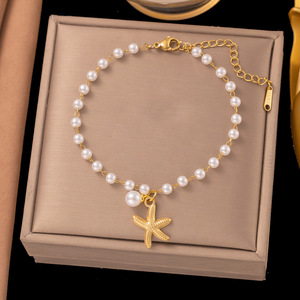 Pulsera de cuentas ajustable minimalista de lujo chapada en oro de 18 quilates en acero inoxidable para fiesta - Product Image 4