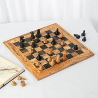 Échiquier en bois d'olivier tunisien fait main, design ArtisRaw, fabriqué en Tunisie, modèle CG028, à vendre