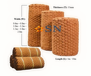 แผ่นใยมะพร้าวเวียดนาม 100% ใยมะพร้าวธรรมชาติ เป็นมิตรกับสิ่งแวดล้อม ย่อยสลายได้  แผ่นลายดิบ ม้วน  หลายขนาด ขายส่ง - Product Image 4