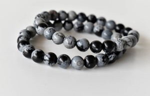 Wholesale Best Attractive Natural <b>Healing</b> Snowflake Black Obsidian 8mm Polished <b>Bracelet</b> for Meditation Jewelry - Product Image 2