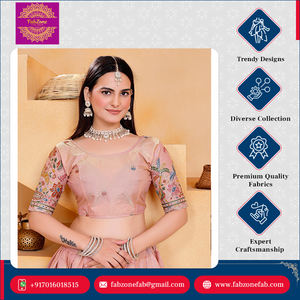 Lehenga choli คอลเลกชันใหม่ที่ไม่ซ้ำกันของการแต่งงานสวมใส่แบบดั้งเดิมผ้าไหม fendy งานปัก - Product Image 6