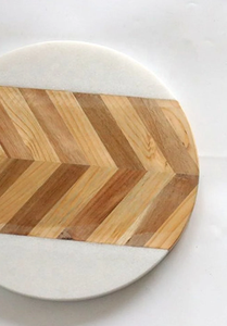 Hot Selling Round <b>Shaped</b> Factory Direct Supply Fancy Unique Designer Modern Creative Art Wood and Marble Made Chopping <b>Blocks</b> - Product Image 5