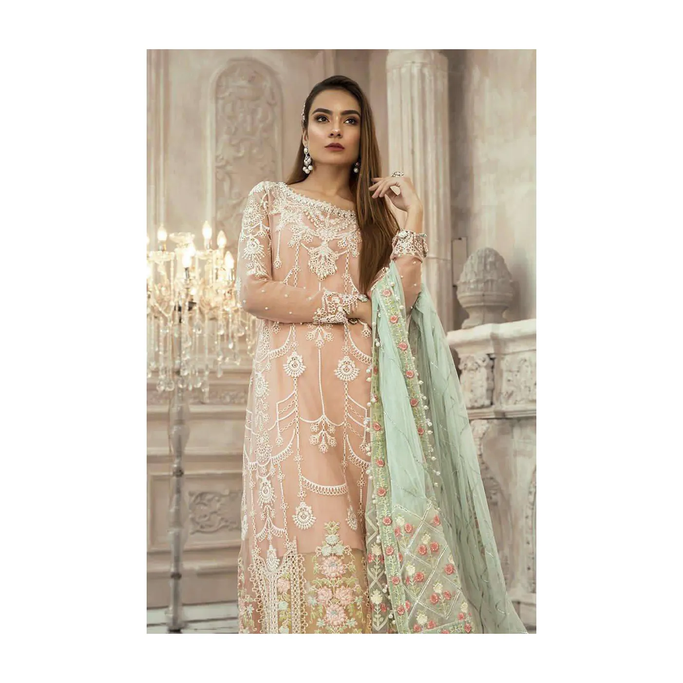 Новый дизайн платья, костюм сальвара, пенджабская коллекция, пакистанский индийский женский продукт Shalwar Kameez для продажи