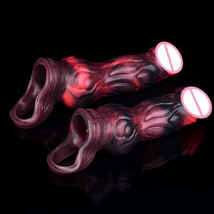 NNSX Long <span class=keywords><strong>Penis</strong></span> <span class=keywords><strong>Cover</strong></span> Vibrator für Männer Verzögerung Ejakulation Silikon G-Punkt Stimulator Vibrierender <span class=keywords><strong>Penis</strong></span> Kondom Extender Männliches Sexspielzeug - Product Image 2