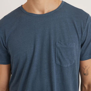 T-shirt à poche en coton biologique, t-shirt d'été pour homme, manches courtes, t-shirts pour hommes, couleur unie, t-shirts personnalisés, vêtements durables - Product Image 5