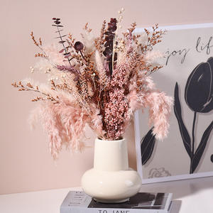 Jarrón de Cerámica Blanco Nórdico, Jarrón de Boca Ancha para Decoración del Hogar, Centro de Mesa Moderno <span class=keywords><strong>y</strong></span> Minimalista, Hierba de Pampas, <span class=keywords><strong>Flores</strong></span> <span class=keywords><strong>Secas</strong></span> - Product Image 2