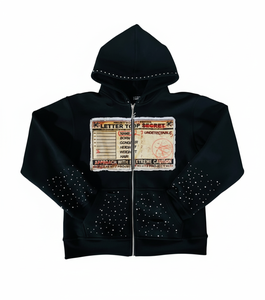 Sudaderas con Capucha Extra Grandes con Cierre y Logotipo Personalizado Impreso en DTG con Pedrería para Hombre, 100% Algodón, 400 g/m², en Varios Colores - Product Image 1