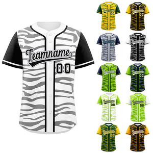 Vente en gros Maillot de chemises à rayures Maillot de fan de baseball personnalisé Maillot de softball en maille de polyester vierge au design personnalisé pour adulte - Product Image 1