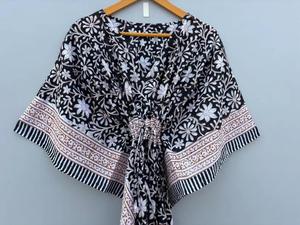 Black Cherry Caftan Women Wear Cotton <b>Kaftan</b> Floral Block Print Caftan <b>Beach</b> <b>Cover</b> <b>Ups</b> Sleepwear Summer Maxi Dress Bikini <b>Cover</b> - Product Image 2