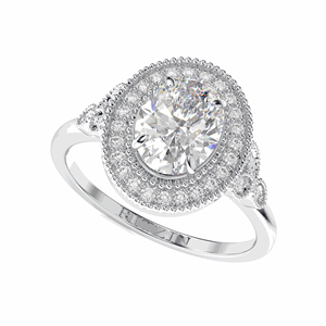 Bague de fiançailles de style halo en diamant ovale pour elle - Product Image 6