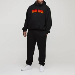 ชุดวอร์มผ้าฝ้ายสำหรับผู้ชายกางเกงปลายบานมีฮู้ดสีล้วนระบายอากาศได้ดีปักโลโก้100% ซีดจาง - Product Image 2