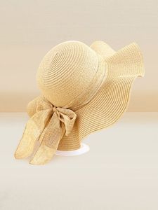 Élégant chapeau de paille cloche féminin avec nœud noir Voyage quotidien Protection solaire Design délicat - Product Image 3