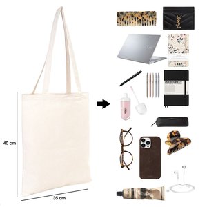 Sac en toile de coton naturel 14 x 16 (35x40 cm) avec fermeture ouverte, 10 oz, sac simple et uni sans logo, idéal pour ranger les accessoires. - Product Image 6