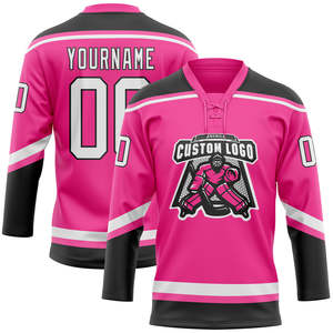 Custom <b>Pink</b> Ice Hockey Jersey Teams Logo Sublimated Full Sleeve Solid Neck Adult Unisex Moisture Wicking Breathable Seamless - Product Image 4