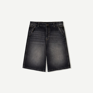 กางเกงยีนส์เอวสูงสำหรับผู้ชายกางเกงยีนส์ทรงหลวมกางเกงขาสั้นผ้าคอตตอนปักลายเป็นมิตรกับสิ่งแวดล้อม - Product Image 1