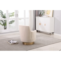 Crème Velours 360 °   Fauteuil pivotant avec base en métal doré, fauteuil de lecture ergonomique et confortable pour salon et chambre à coucher