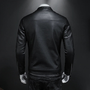 Veste de motard en cuir molletonné épais pour homme, décontracté, à la mode, automne, hiver, Maikkan International - Product Image 3