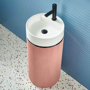 Lavabo incassable de haute qualité JPDS1019 Base blanche rose moderne autoportant pour hôtel maison salle de bain en gros - Product Image 1