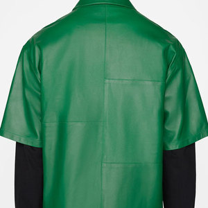 Oem cuello personalizado manga corta diferentes colores camisa de cuero para Hombres Nuevo diseño Hombres estilo clásico camisa de cuero genuino - Product Image 4