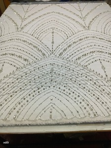 3D Hand Beaded <b>Embroidered</b> Net Fabric Luxury Wedding Garments Accessories with Elegant Embroidery Technique Nonwoven Fabric - Product Image 3