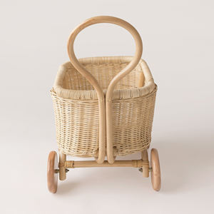 Poussettes de poupées légères en rotin naturel pour filles et garçons prix bon marché - Product Image 4