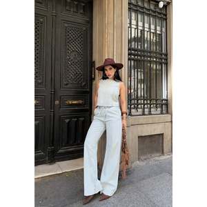 ชุดเสื้อไม่มีแขนและกางเกงผ้าร่องรุ่น 3214 - สีฟ้าใสและสีทินท์ลี - Product Image 4