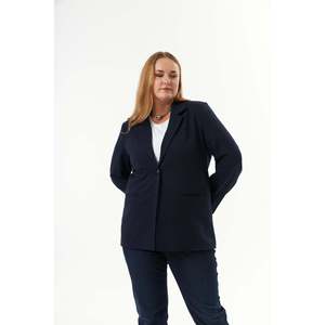 Veste à poches filetées grande taille bleu marine - Product Image 4