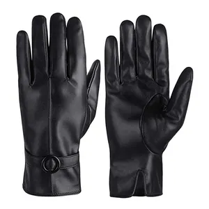 Full Black Color Hand Made Wholesale Rate New Arrival Best Supplier Fashion Leather Gloves BY STADEOS SIALKOT CO.