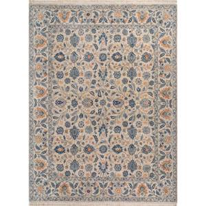 Tapis en laine noué à la main Gulnar Ivory Spr-1507(Micv) - Grand tapis rectangulaire à motifs floraux pour la décoration de la maison, du salon et du couloir - Product Image 1
