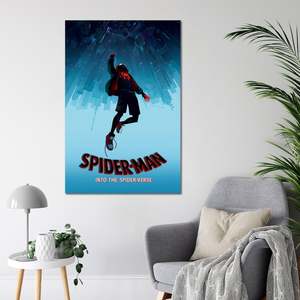 Modern Style Spider-Man 'Into the Spider-Verse-Fall' Canvas <b>Poster</b> Black Frame for Wall Use - Product Image 2