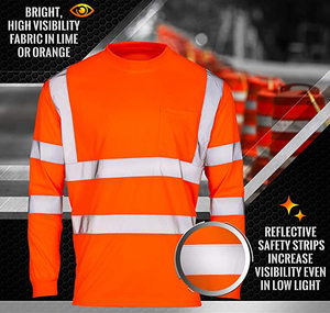 Ropa de trabajo de talla grande, camiseta de seguridad impermeable transpirable reflectante de alta visibilidad, manga completa personalizada - Product Image 3