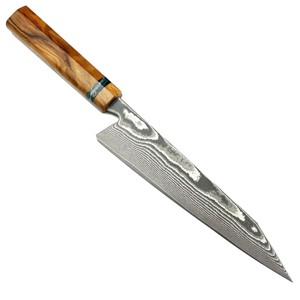 มีดเชฟงานทำมือ8นิ้ว67ชั้น VG10แป้งดามัสกัสเหล็กมะกอกด้ามค้อนมีดทำครัว - Product Image 1