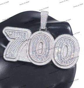 Collier Hip Hop avec pendentif numéro 700 serti de diamants Moissanite, bijoux de luxe en acier inoxydable pour hommes - Product Image 3