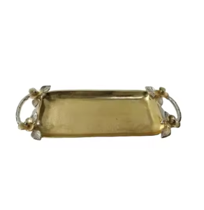 Bandejas de servir de Metal de diseño de tendencia con decoración de vajilla estructurada de hojas para hoteles restaurantes decorativas bandejas de comida - Product Image 6