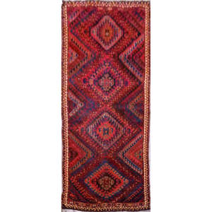 Alfombras turcas elegantes y auténticas anudadas a mano, alfombras geométricas rojas, alfombras de lana natural y algodón para decoración de suelos de hogar u oficina. - Product Image 1