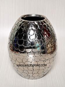 Jarrón Redondo de Metal Plateado Antiguo Más Vendido, Jarrón Decorativo para Mesa de Hotel, Jarrón de Piso de Estilo Costero al Precio Más Bajo - Product Image 5